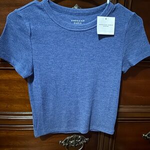 American Eagle Blue Ribbed T-Shirt